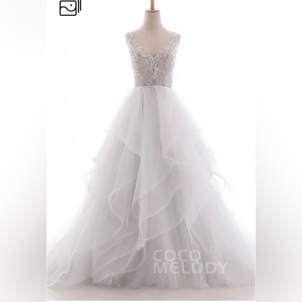 Cocomelody Brand New A-Line Tulle Lace Organza Wedding Dress
